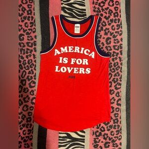 PINK Victoria's Secret America Is For Lovers ringer tank top